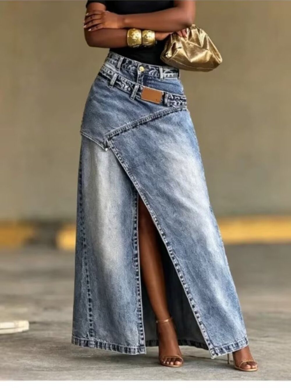 Denim Jeans Maxi Skirt